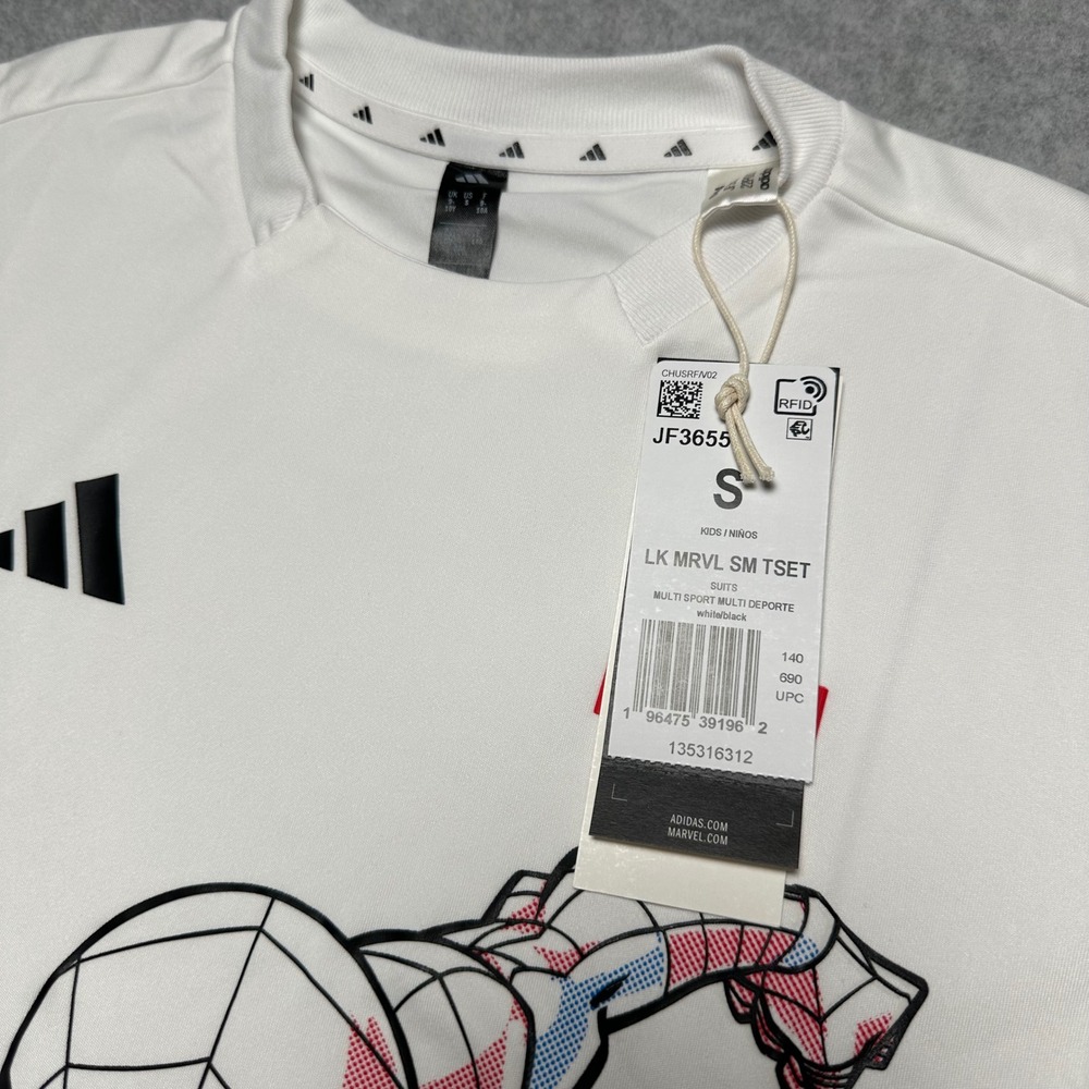 Adidas Kids Marvel Spider-Man Graphic T-Shirt White JF3655 Boys Size S 9-10Y - Picture 2 of 6